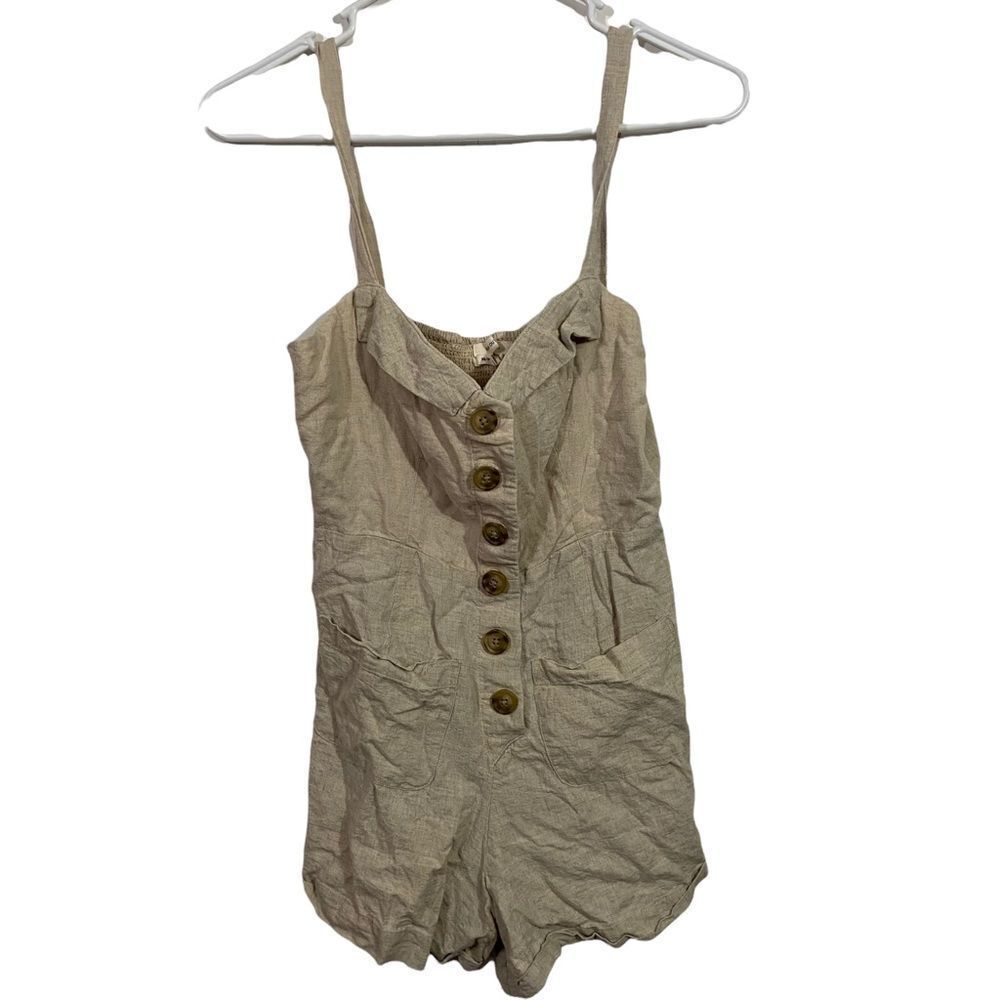 Urban Outfitters Cream Button Up Tank Style Romper